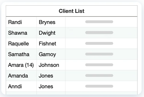 Disorganized client list data before migrating to medical spa software